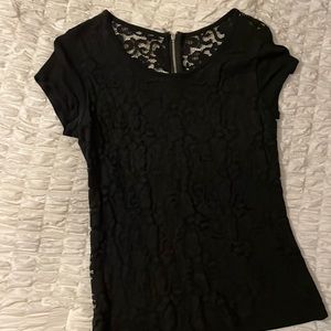 Lace black short sleeve shirt